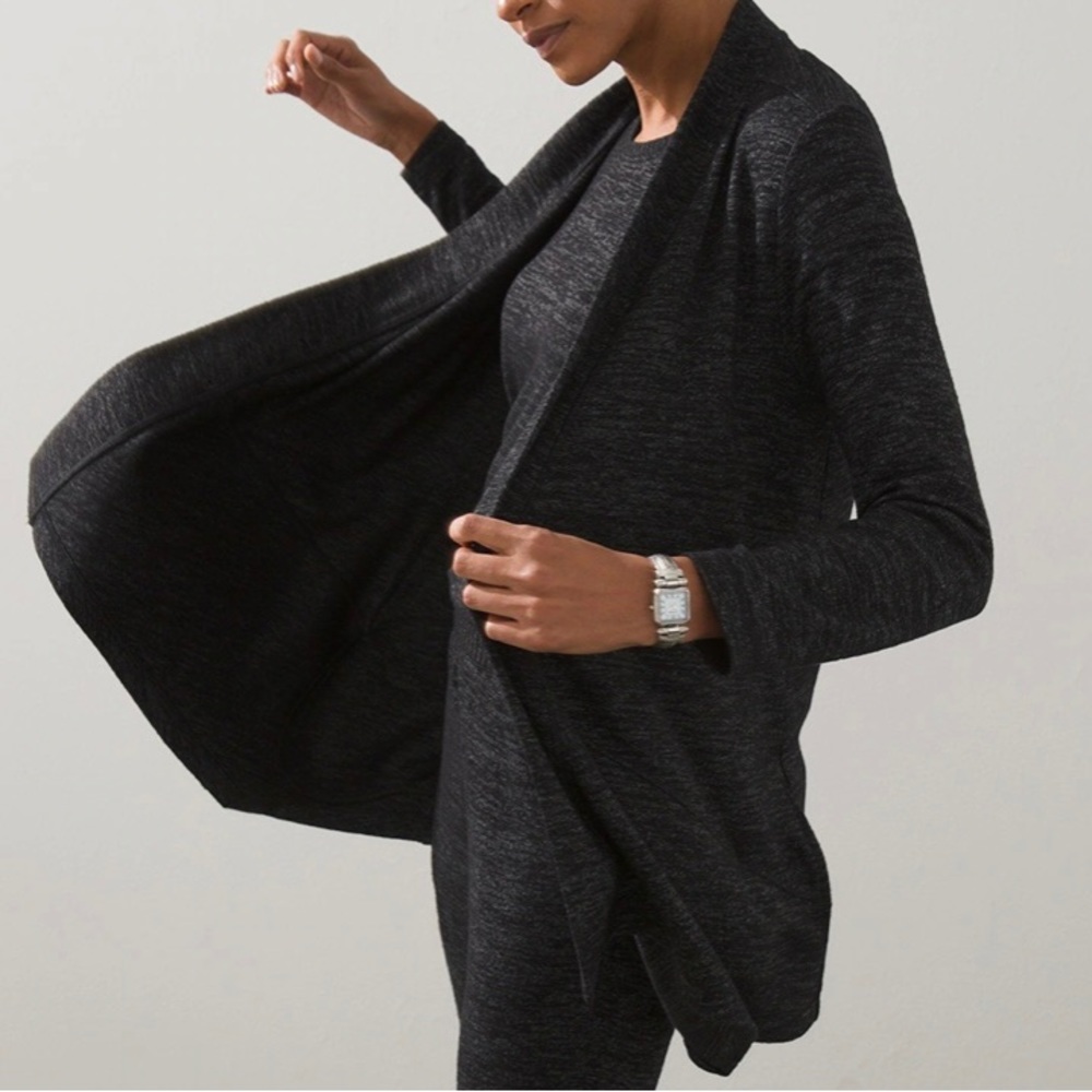 Chicos Zynergy soft draped cardigan/ blazer black with side pockets
